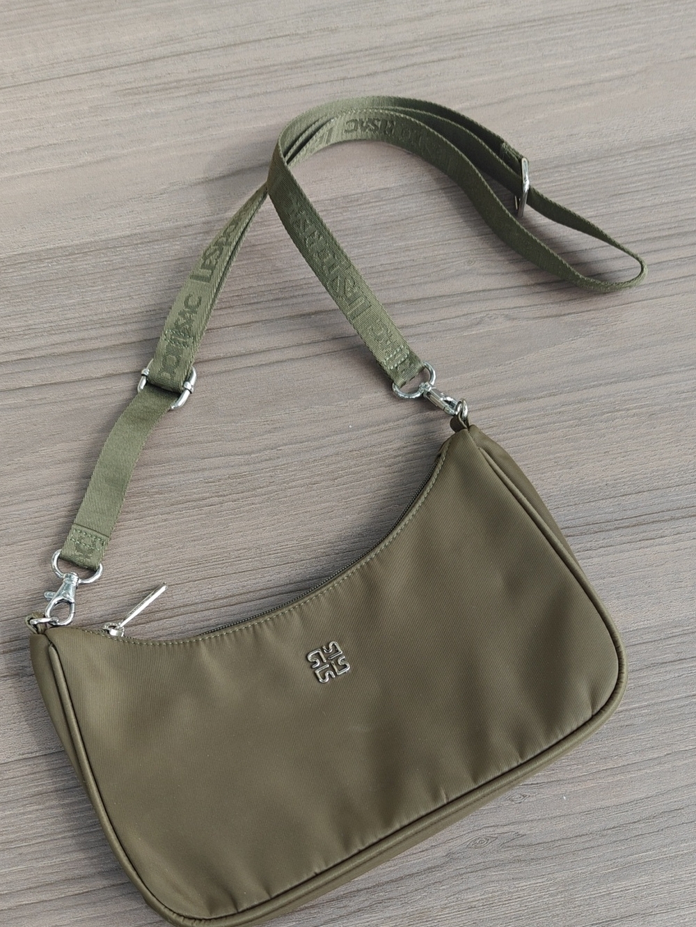 Lesportsac Olive Nylon Crescent Shoulder Bag with Logo Hardware